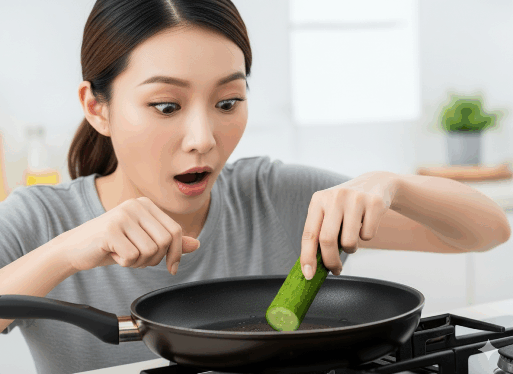 오이를 프라이팬에 문지르면 생기는 일