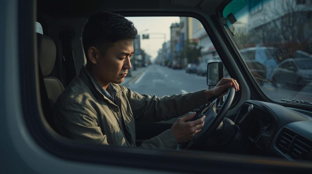 화물콜을 기다리는 용달차 기사